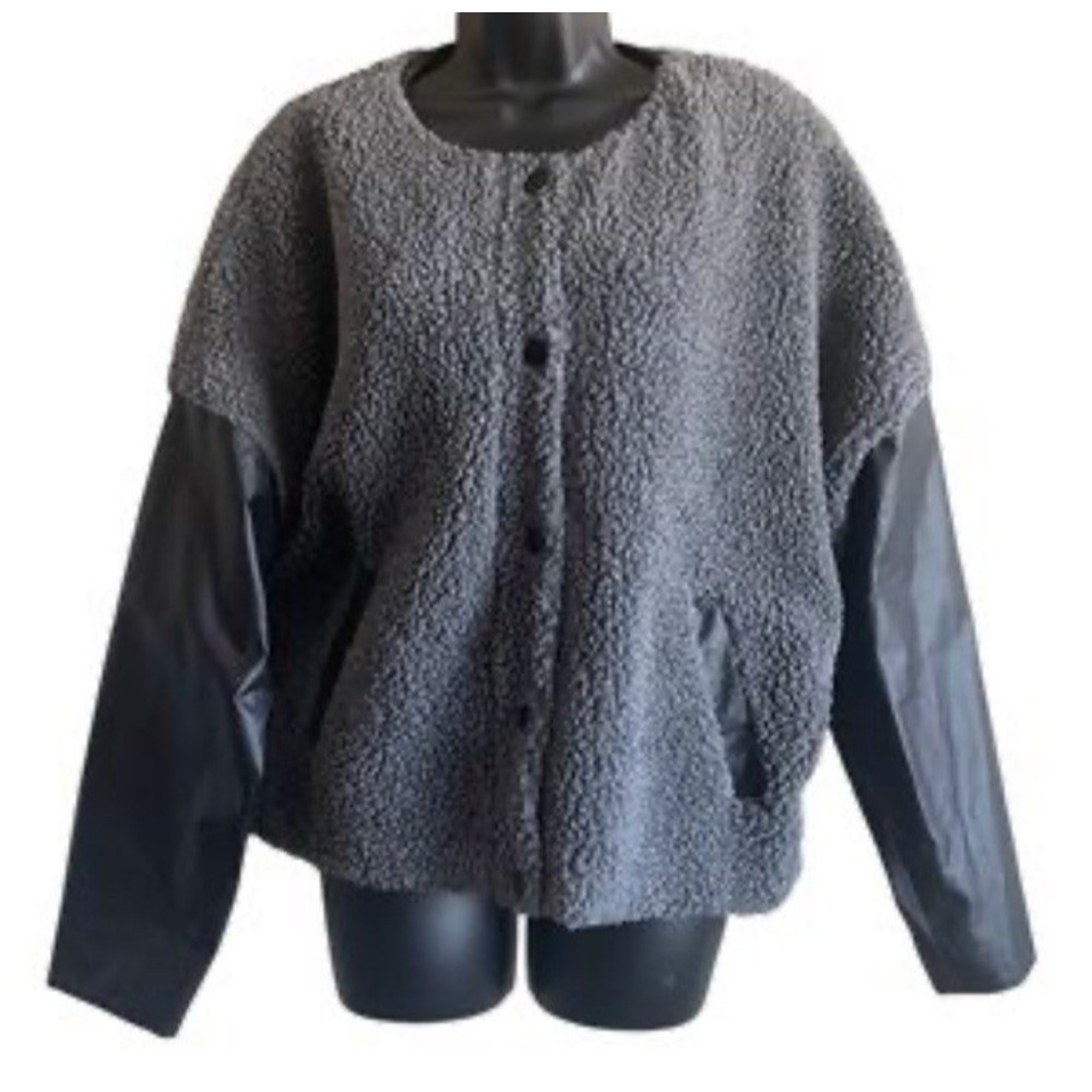 Elizabeth and James Jacket Women Medium Collegiate Streetwear Bomber Grey black